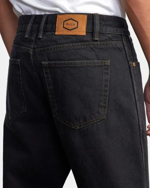 Rvca New Dawn Straight Fit Denim Jeans Black Rinse Men Denim