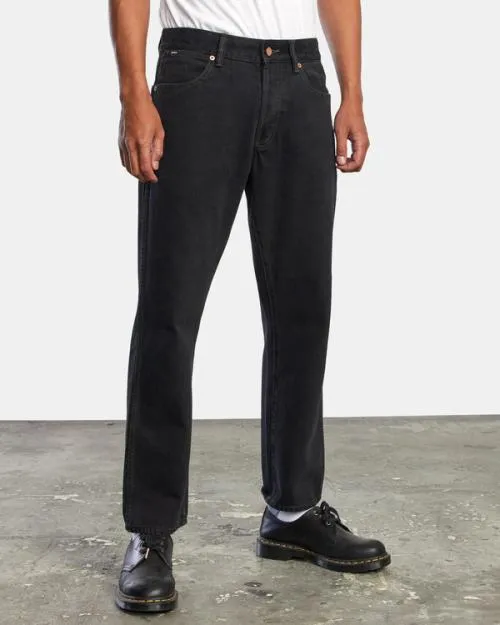 Rvca New Dawn Straight Fit Denim Jeans Black Rinse Men Denim