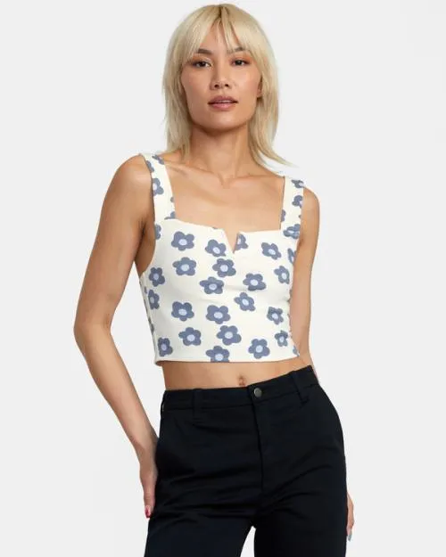 Rvca Pleasure Cropped Tank Top Natural Women Tops