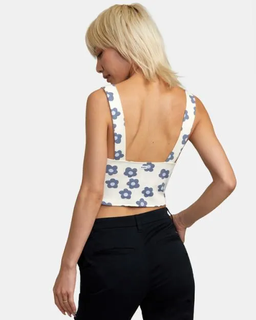 Rvca Pleasure Cropped Tank Top Natural Women Tops