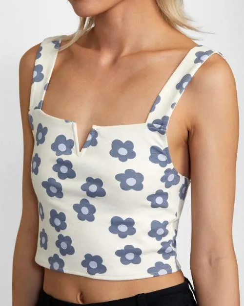 Rvca Pleasure Cropped Tank Top Natural Women Tops