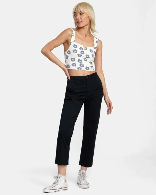 Rvca Pleasure Cropped Tank Top Natural Women Tops