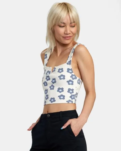Rvca Pleasure Cropped Tank Top Natural Women Tops