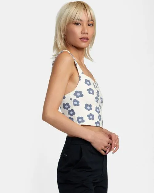 Rvca Pleasure Cropped Tank Top Natural Women Tops