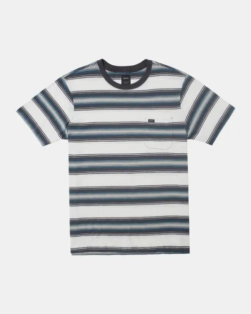 Rvca Polanco Stripe Tee Antique White Men Short Sleeves