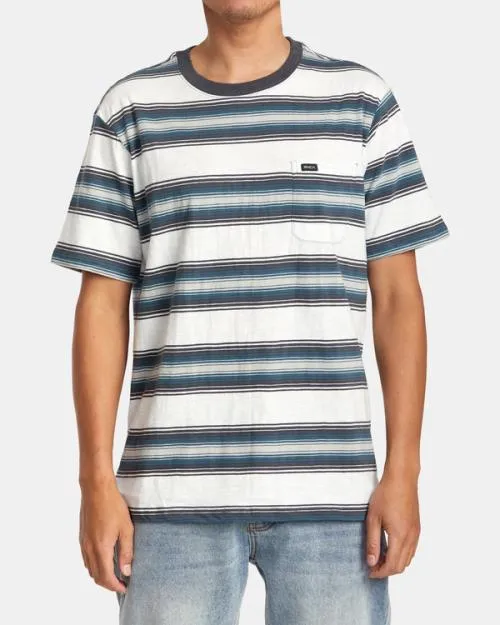 Rvca Polanco Stripe Tee Antique White Men Short Sleeves
