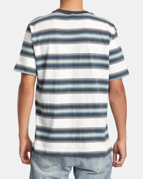 Rvca Polanco Stripe Tee Antique White Men Short Sleeves