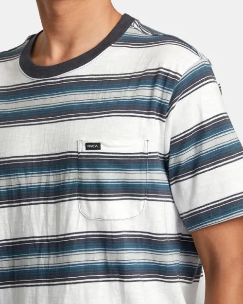 Rvca Polanco Stripe Tee Antique White Men Short Sleeves