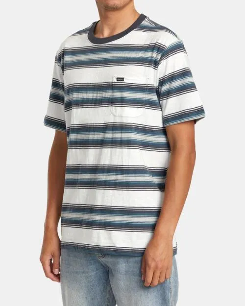 Rvca Polanco Stripe Tee Antique White Men Short Sleeves