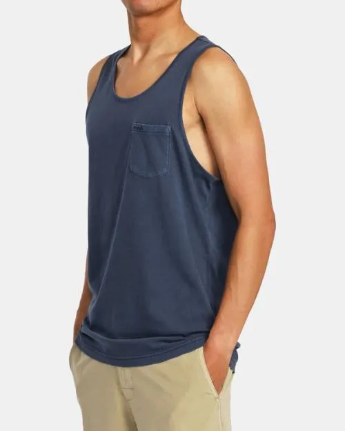 Rvca PTC Pigment Tank TShirt Moody Blue Men Tees and Tanks