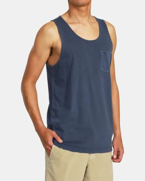 Rvca PTC Pigment Tank TShirt Moody Blue Men Tees and Tanks