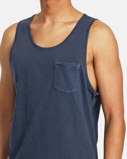 Rvca PTC Pigment Tank TShirt Moody Blue Men Tees and Tanks