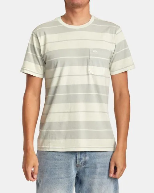 Rvca PTC Stripe TShirt Silver Bleach Men Short Sleeves