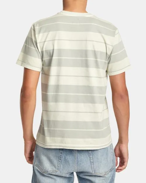 Rvca PTC Stripe TShirt Silver Bleach Men Short Sleeves