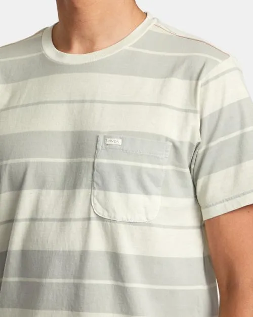 Rvca PTC Stripe TShirt Silver Bleach Men Short Sleeves