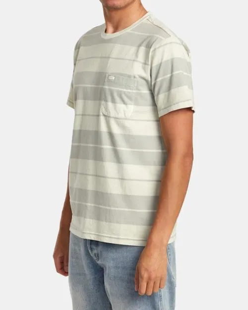 Rvca PTC Stripe TShirt Silver Bleach Men Short Sleeves