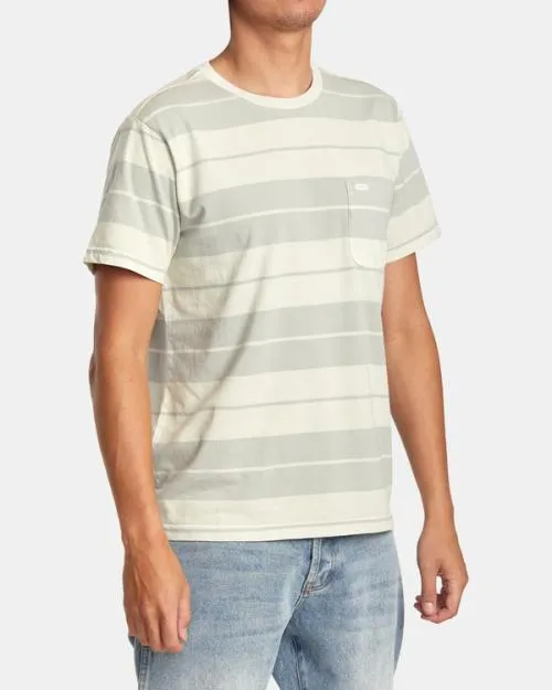Rvca PTC Stripe TShirt Silver Bleach Men Short Sleeves