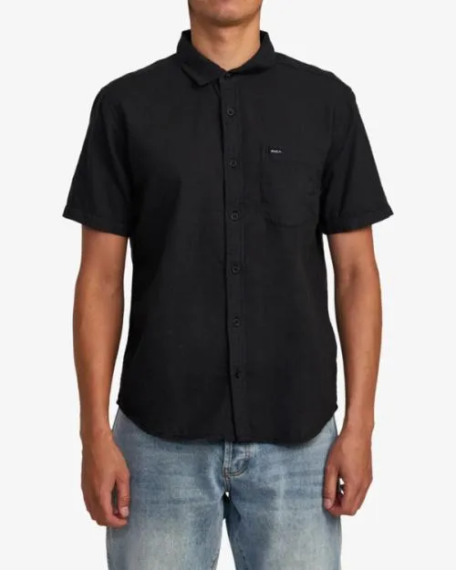 Rvca PTC Woven Short Sleeve Shirt Black Men Shirts and Flannels