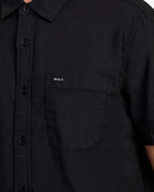 Rvca PTC Woven Short Sleeve Shirt Black Men Shirts and Flannels