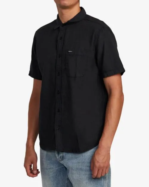 Rvca PTC Woven Short Sleeve Shirt Black Men Shirts and Flannels
