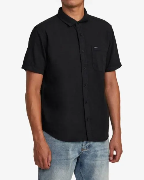 Rvca PTC Woven Short Sleeve Shirt Black Men Shirts and Flannels
