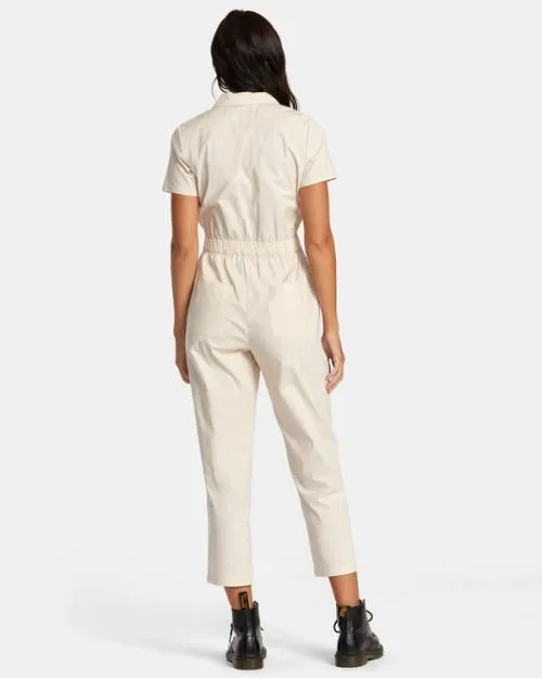 Rvca Recession Collection Jumpsuit Latte Women Dresses and Rompers