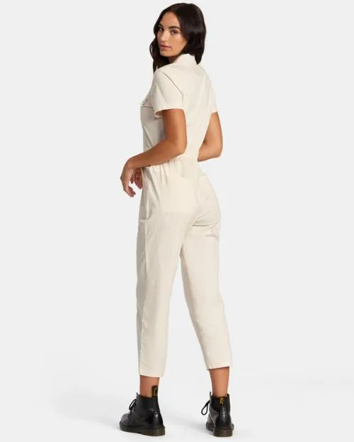 Rvca Recession Collection Jumpsuit Latte Women Dresses and Rompers