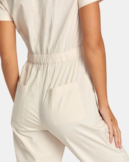 Rvca Recession Collection Jumpsuit Latte Women Dresses and Rompers