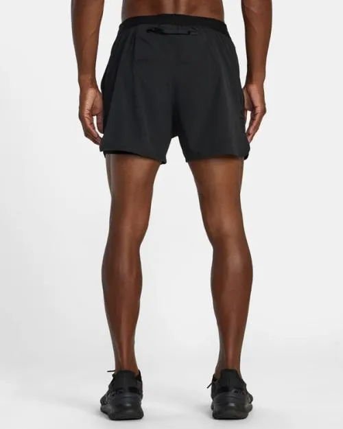 Rvca Runner 14034 Elastic Waist Shorts Black Men Athletic Shorts