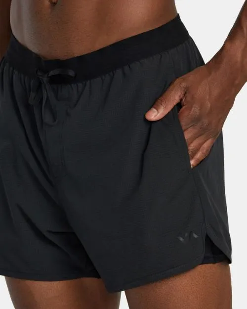 Rvca Runner 14034 Elastic Waist Shorts Black Men Athletic Shorts
