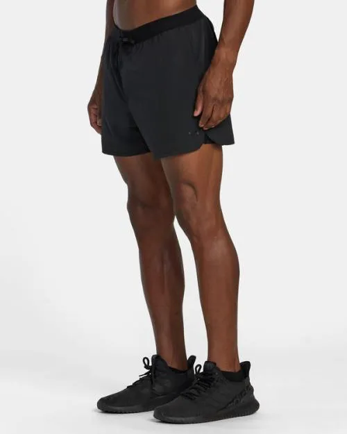 Rvca Runner 14034 Elastic Waist Shorts Black Men Athletic Shorts