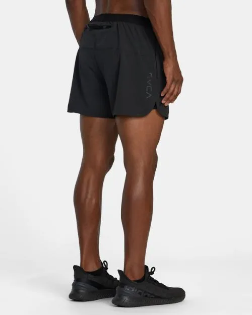 Rvca Runner 14034 Elastic Waist Shorts Black Men Athletic Shorts