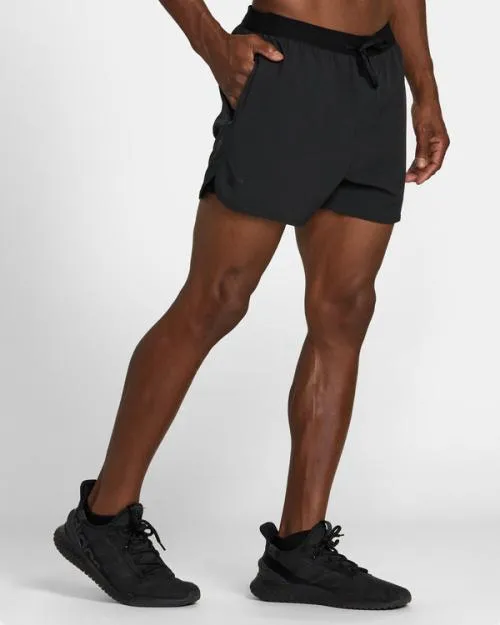 Rvca Runner 14034 Elastic Waist Shorts Black Men Athletic Shorts
