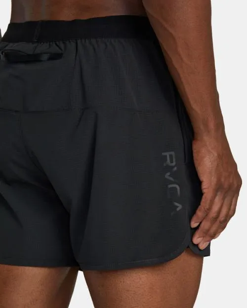 Rvca Runner 14034 Elastic Waist Shorts Black Men Athletic Shorts
