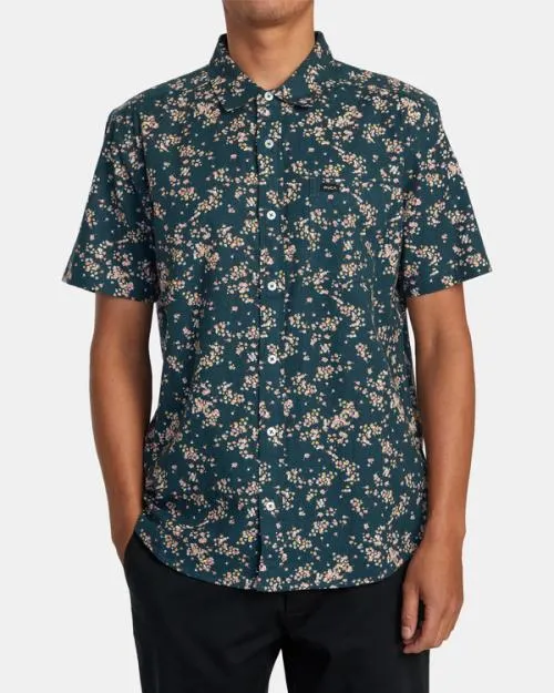 Rvca Rvgazi Short Sleeve Shirt Duck Blue Men Shirts and Flannels