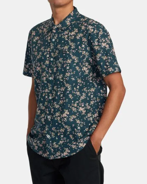 Rvca Rvgazi Short Sleeve Shirt Duck Blue Men Shirts and Flannels