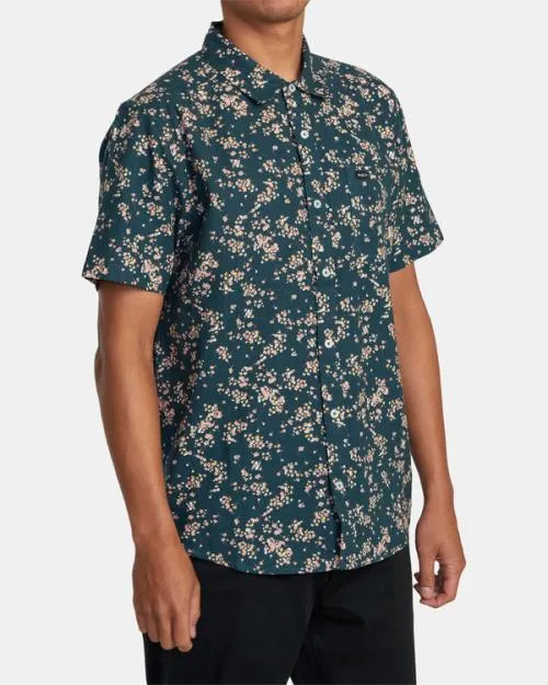 Rvca Rvgazi Short Sleeve Shirt Duck Blue Men Shirts and Flannels