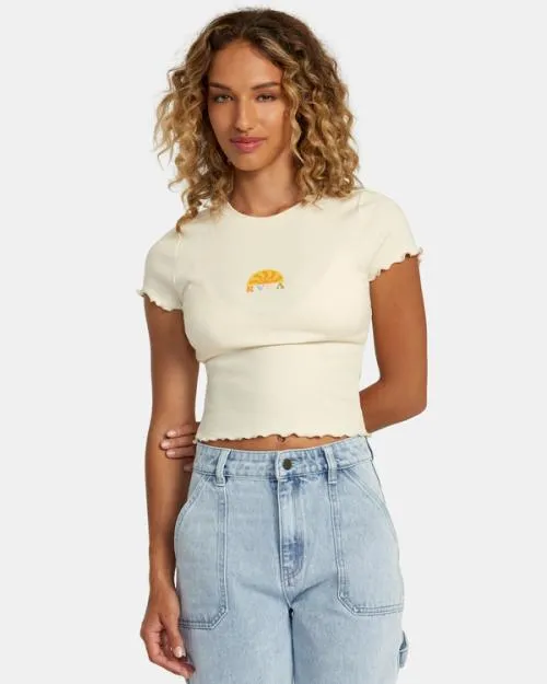 Rvca Shine Tee Cream Women Tees and Tanks