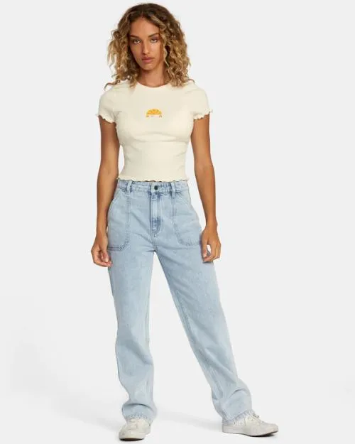 Rvca Shine Tee Cream Women Tees and Tanks