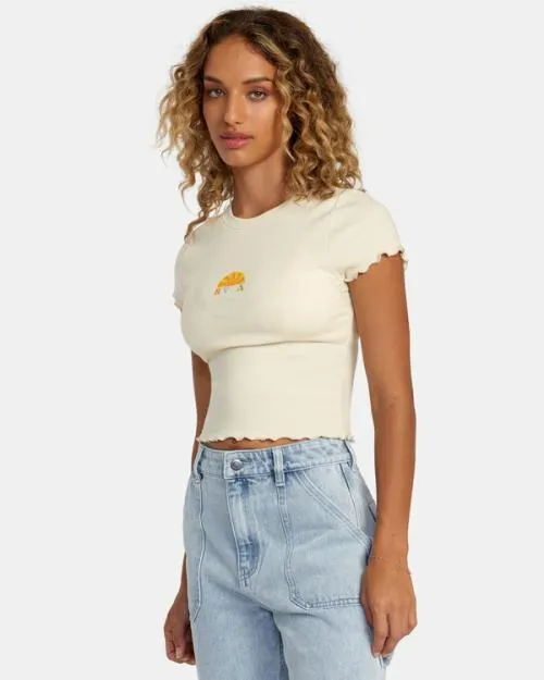 Rvca Shine Tee Cream Women Tees and Tanks