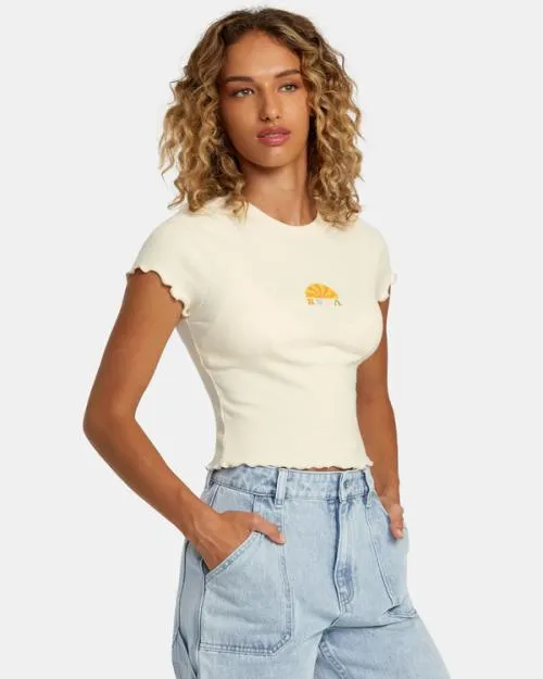 Rvca Shine Tee Cream Women Tees and Tanks