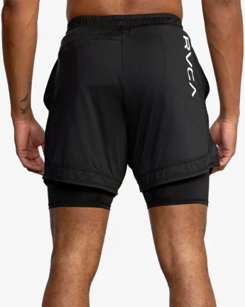 Rvca Sport Vent 16034 Training Shorts Black Men Athletic Shorts