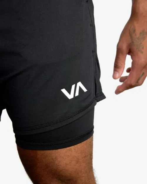 Rvca Sport Vent 16034 Training Shorts Black Men Athletic Shorts