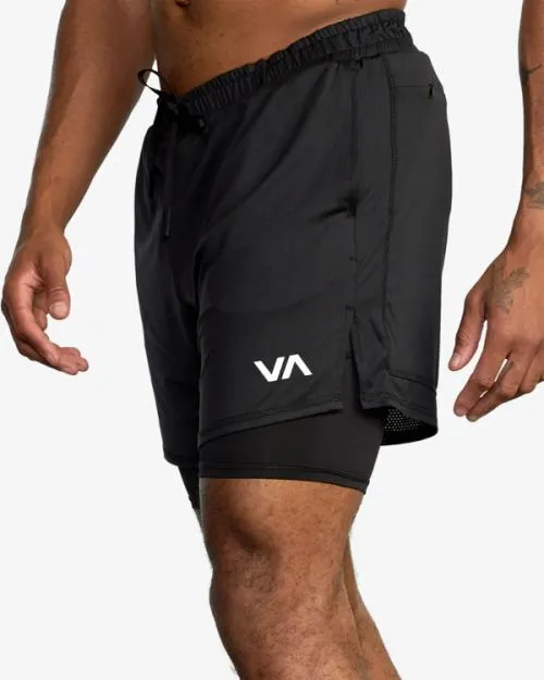Rvca Sport Vent 16034 Training Shorts Black Men Athletic Shorts
