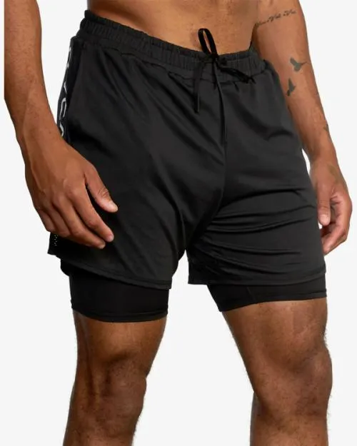 Rvca Sport Vent 16034 Training Shorts Black Men Athletic Shorts