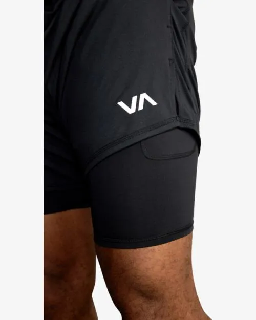 Rvca Sport Vent 16034 Training Shorts Black Men Athletic Shorts