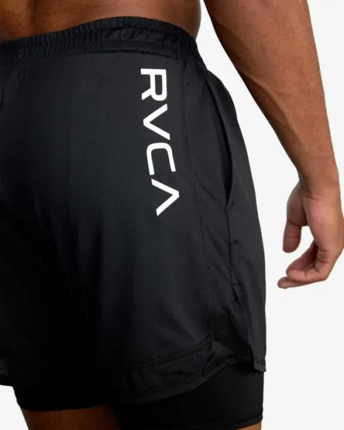 Rvca Sport Vent 16034 Training Shorts Black Men Athletic Shorts