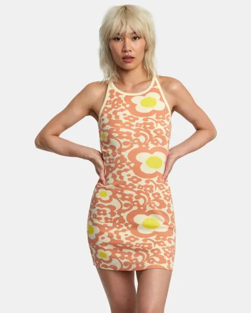 Rvca Stunner Rib Knit Dress Lemon Women Dresses and Rompers
