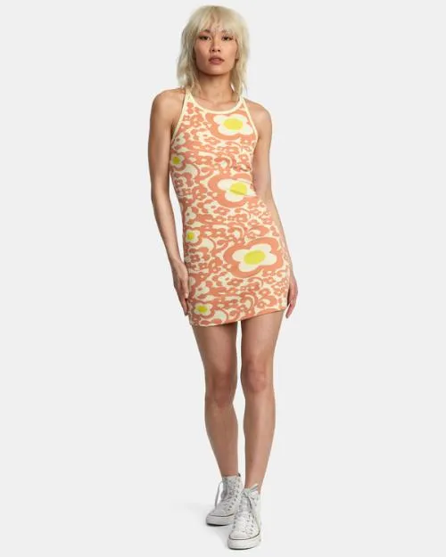 Rvca Stunner Rib Knit Dress Lemon Women Dresses and Rompers