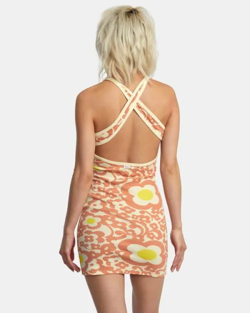 Rvca Stunner Rib Knit Dress Lemon Women Dresses and Rompers